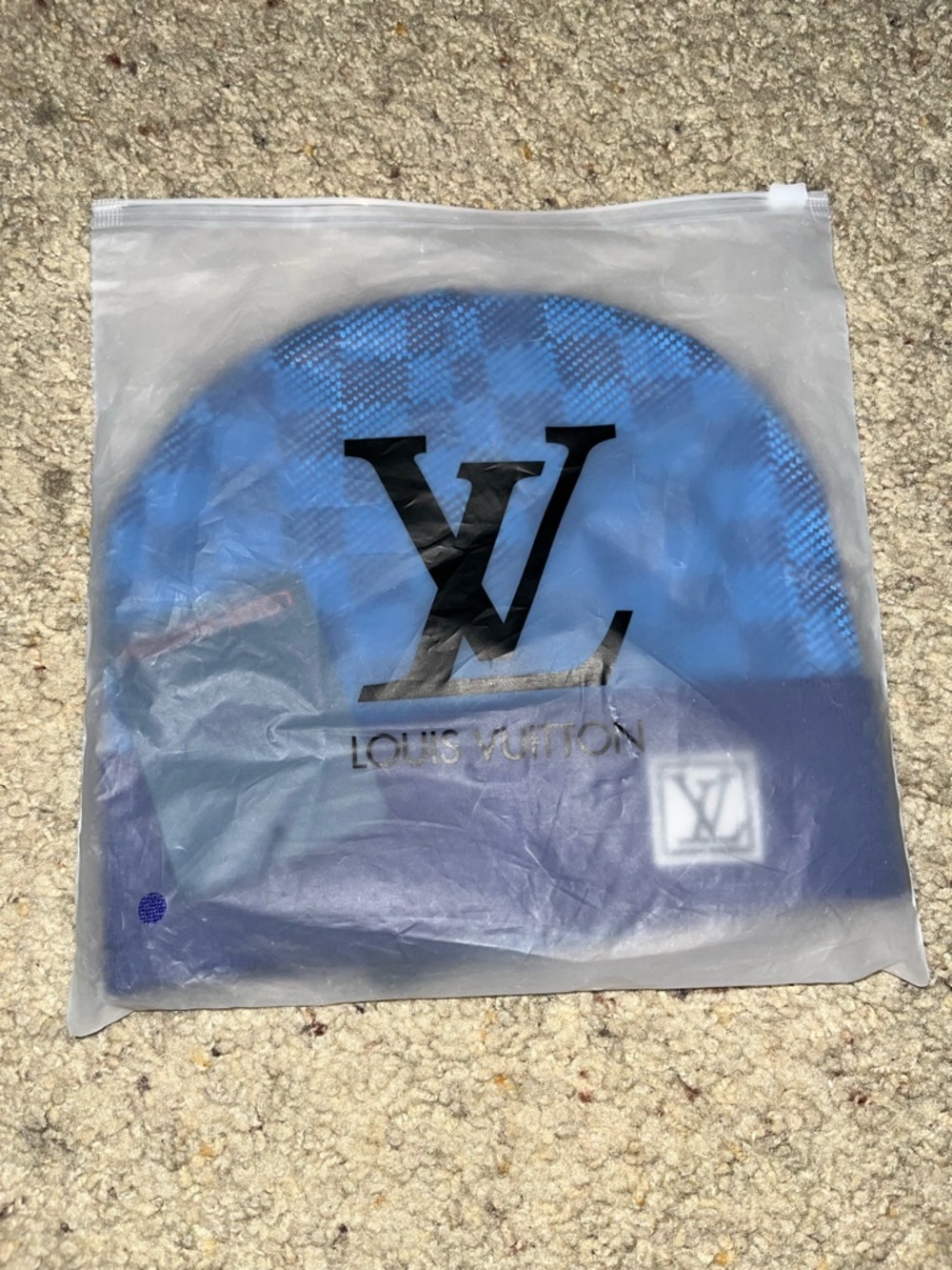 Louis Vuitton Blue and Purple Checker Knit Beanie